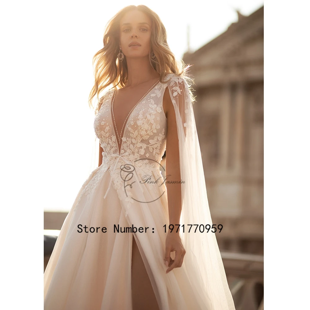 Top Trends: Princess V Neck Glitter Applique Elegant Wedding Party Gowns Custom Made Court Train Bridal Dress With Soft Tulle 2023 New Shoppable Styles - Image 3