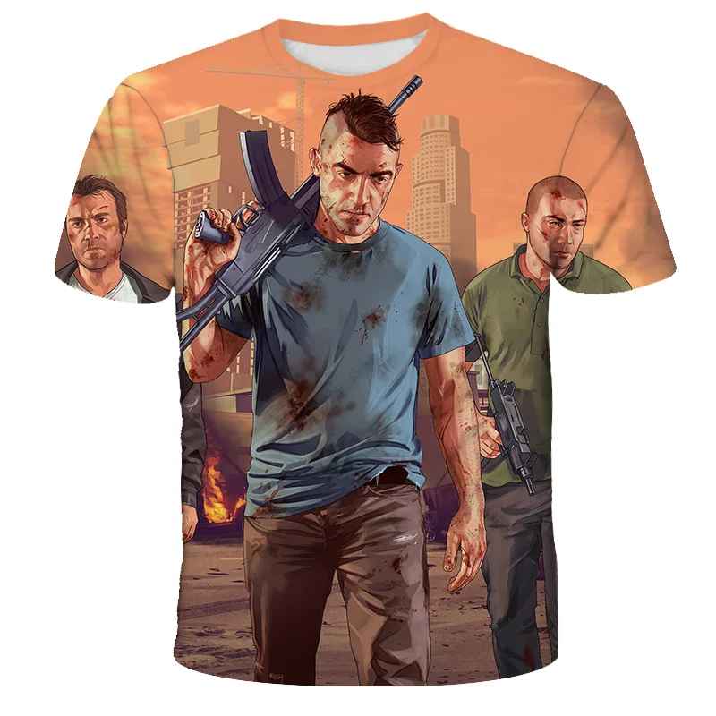 Top Trends: 2022 3D Printing Grand Theft Auto Game Gta 4 / 5 Printed T Shirts Short Sleeve Tshirt Children's Clothing Top T-shirt GTA5 Kids Shoppable Styles - Image 4