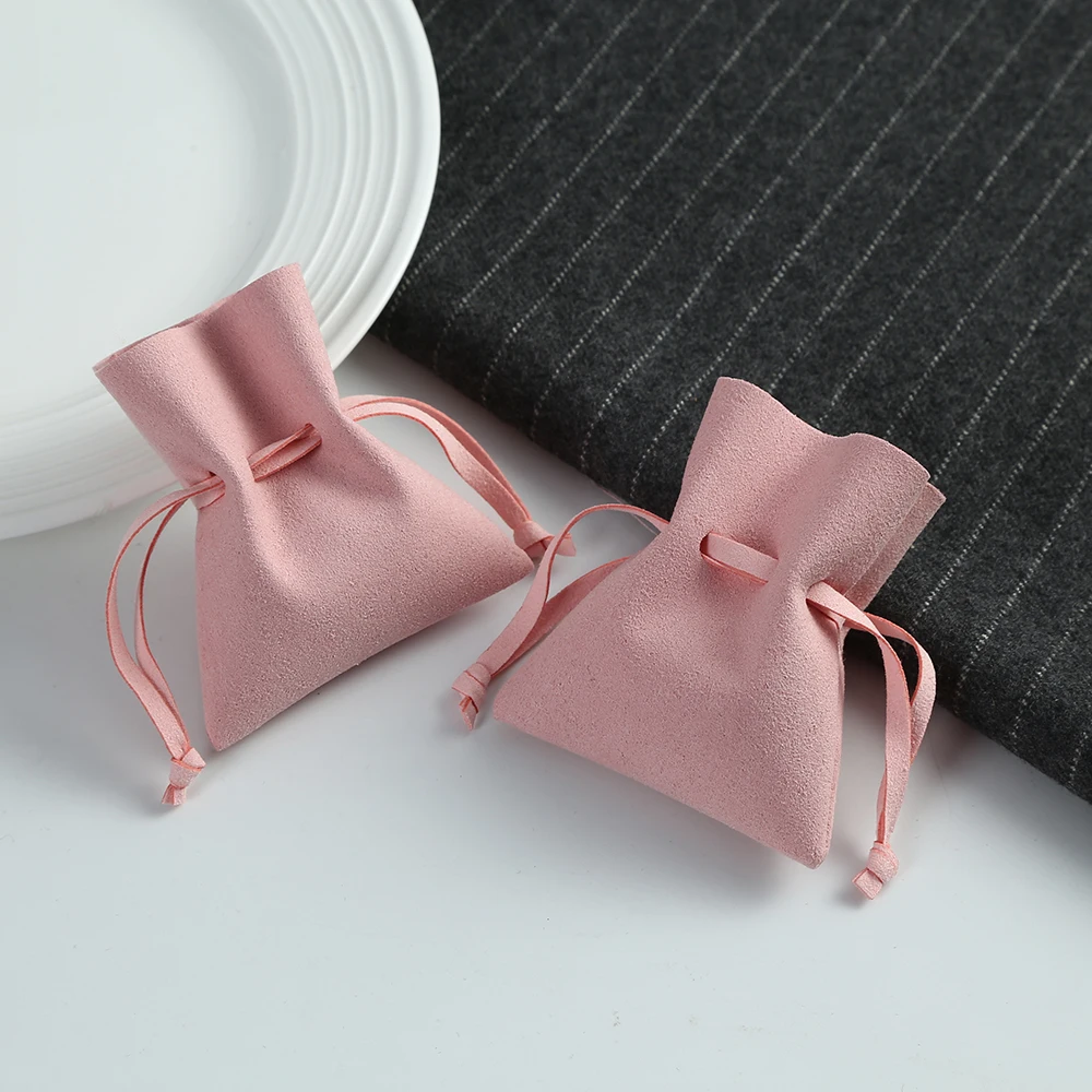 Top Trends: 20pcs / lot Microfiber Jewelry Bag Suede Drawstring Pouch Chic Small Sack Wedding Ring Earring Gift Packaging & Display Business Shoppable Styles