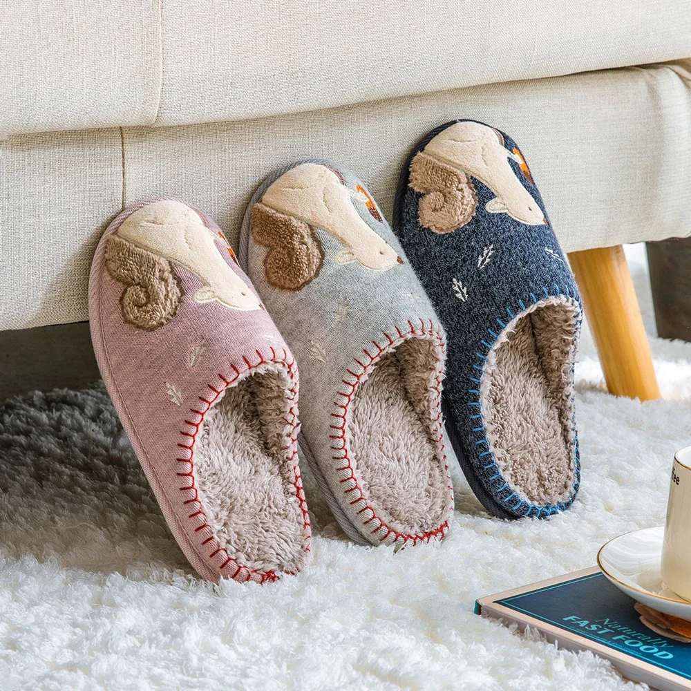 Top Trends: Winter House Women Fur Slippers Soft Memory Foam Sole Cute Cartoon Fox Bear Bedroom Ladies Fluffy Slippers Couples Plush Shoes Shoppable Styles - Image 5