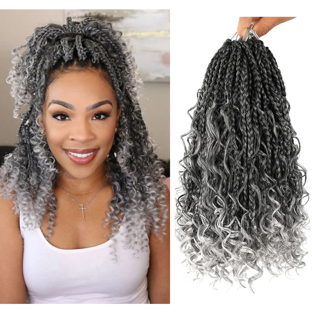 Top Trends: Hair Nest Goddess Box Braids Crochet Hair With Curly Ends Bohomian Box Braids Crochet Braids Synthetic Braiding Hair Extension Shoppable Styles