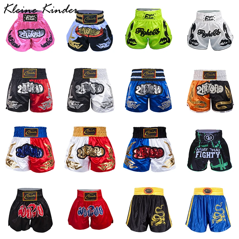 Top Trends: Muay Thai Shorts Men Women Kids Embroidery Kickboxing Sports Satin Shorts Crossfit Sanda Grappling Boxing Training MMA Pants Shoppable Styles