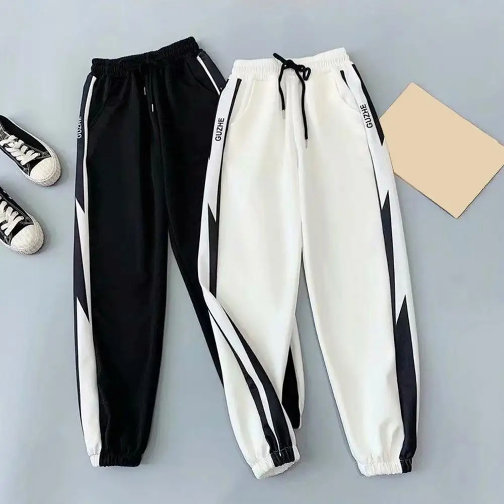 Top Trends: Korean Style Contrast Color Drawstring Sports Pants For Men Loose Trousers Autumn Jogger Pants Male Streetwear Pantalones Hombre Shoppable Styles