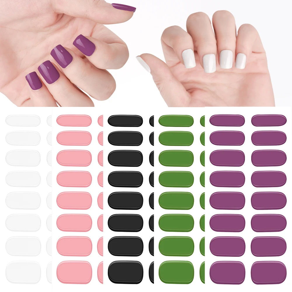 Top Trends: 20Colors Semi-Cured Gel Nail Wraps Sticker Long Lasting White Black Adhesive Sticker Full Cover Gel Nail Decals For UV Lamp Need Shoppable Styles