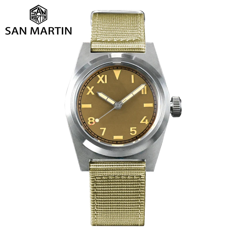 Top Trends: San Martin Pilot Watch NH35 38mm Vintage Military Enthusiasts Sapphire Automatic Mechanical Men Watches Nylon Strap 20Bar Lume Shoppable Styles