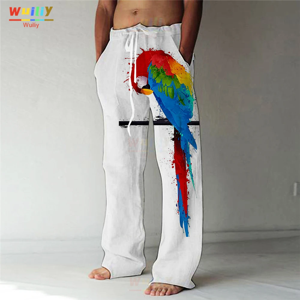 Top Trends: Men&#039;s Parrot Straight Trousers 3D Print Elastic Drawstring Design Front Pocket Pants Beach Animal Bird Graphic Prints Comfort Shoppable Styles