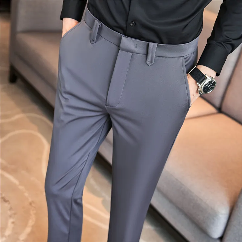 Top Trends: Brand Clothing Men Have High Spring Elasticity Business Trousers / Male Slim Fit Solid Color Dress Suit Pants Casual Pants 38 Shoppable Styles - Image 3