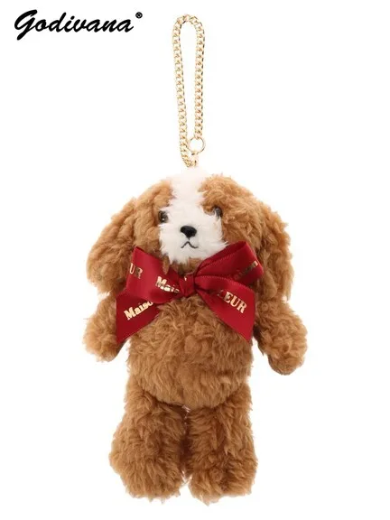 Top Trends: Japanese Style New Fashionable Plush Puppy Dog Handbag Pendant Cute Cartoon Bag Charms Bow Doll Ornaments Shoppable Styles