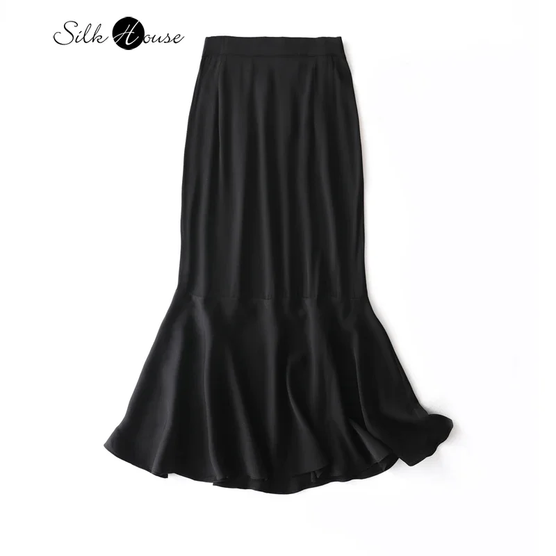 Top Trends: Women's Fashion New Slim Drop Natural Mulberry Silk Elastic Double Qiao Satin Fish Tail Wrap Hip Skirt Shoppable Styles