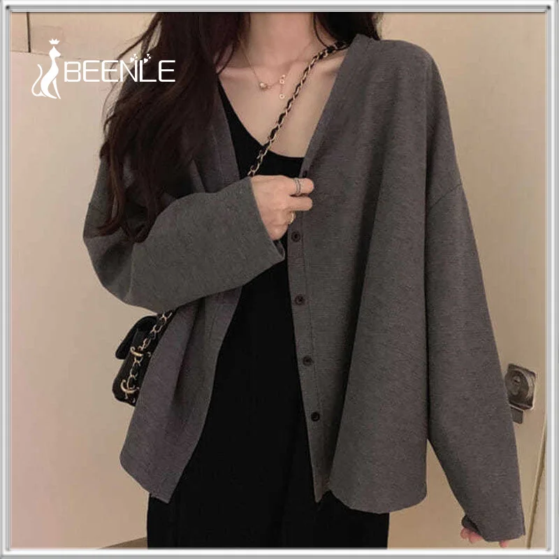 Top Trends: BEENLE Woman Coat Spring Autumn 2023 Solid Korean Fashion Loose Sweater Long-sleeved Top Casual Knitted Cardigan Women Clothing Shoppable Styles