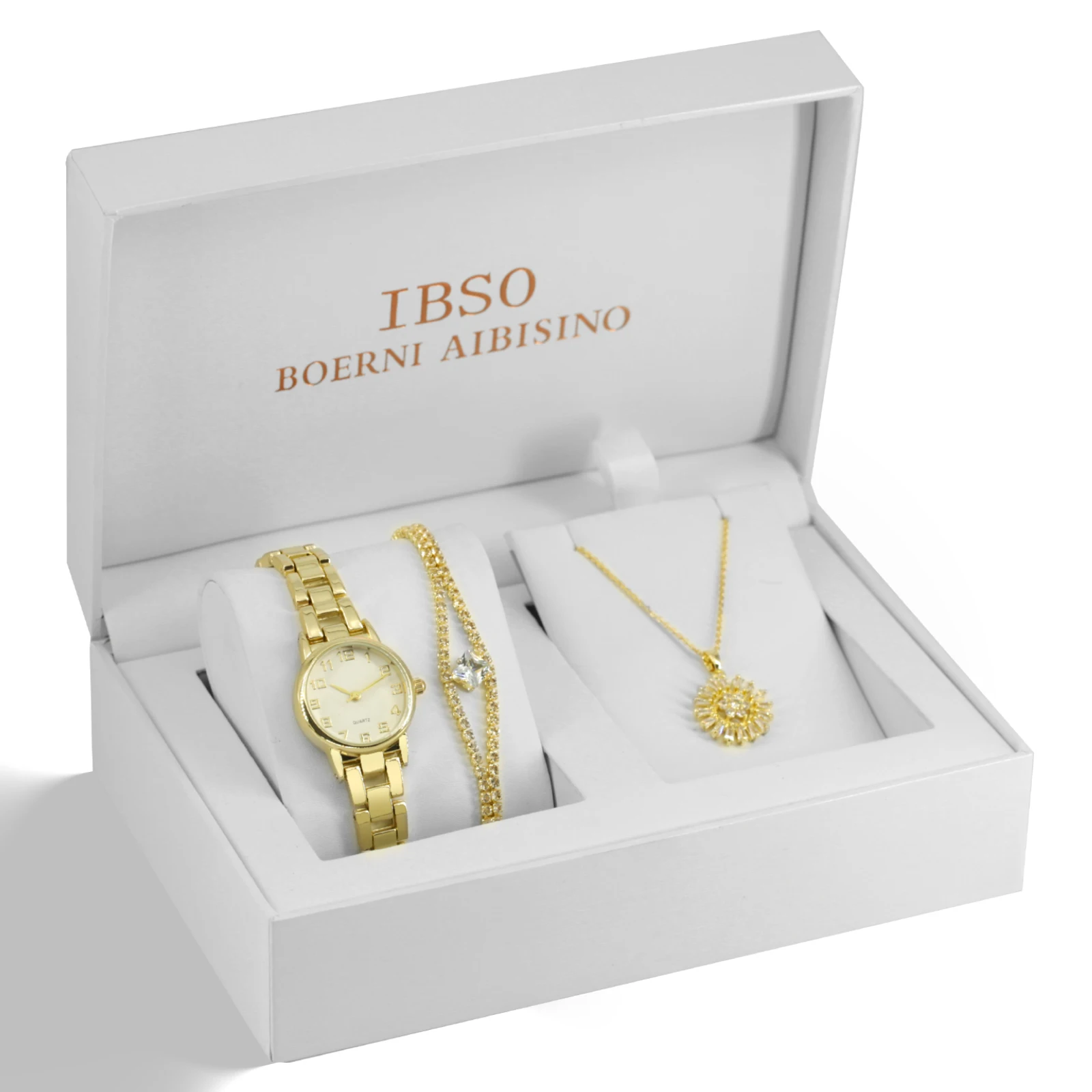 Top Trends: IBSO Cheap Top Brand Women Luxury Gold Watch Necklace Set Female Jewelry Set Fashion Creative Crystal Quartz Watch Lady&#039;s Gift Shoppable Styles