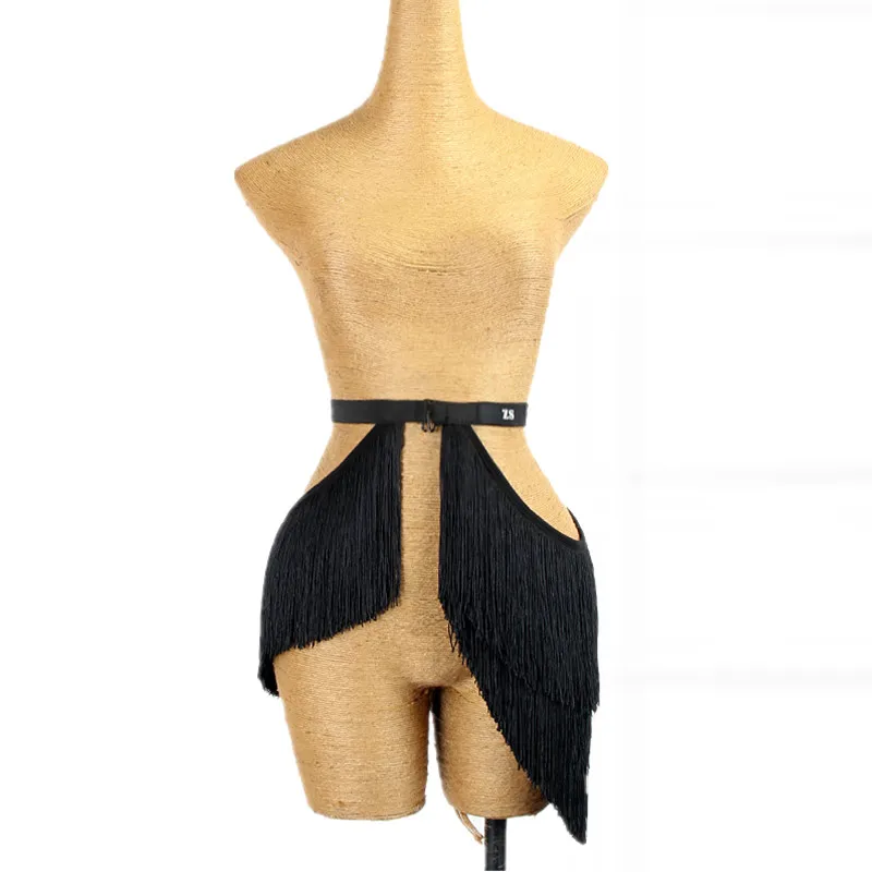 Top Trends: Latin Dance Belt Women Balck Tassel Girdle Waist Ornament Elastic Belt Rumba Samba Performance Accessories Latin Wear Clothes Shoppable Styles