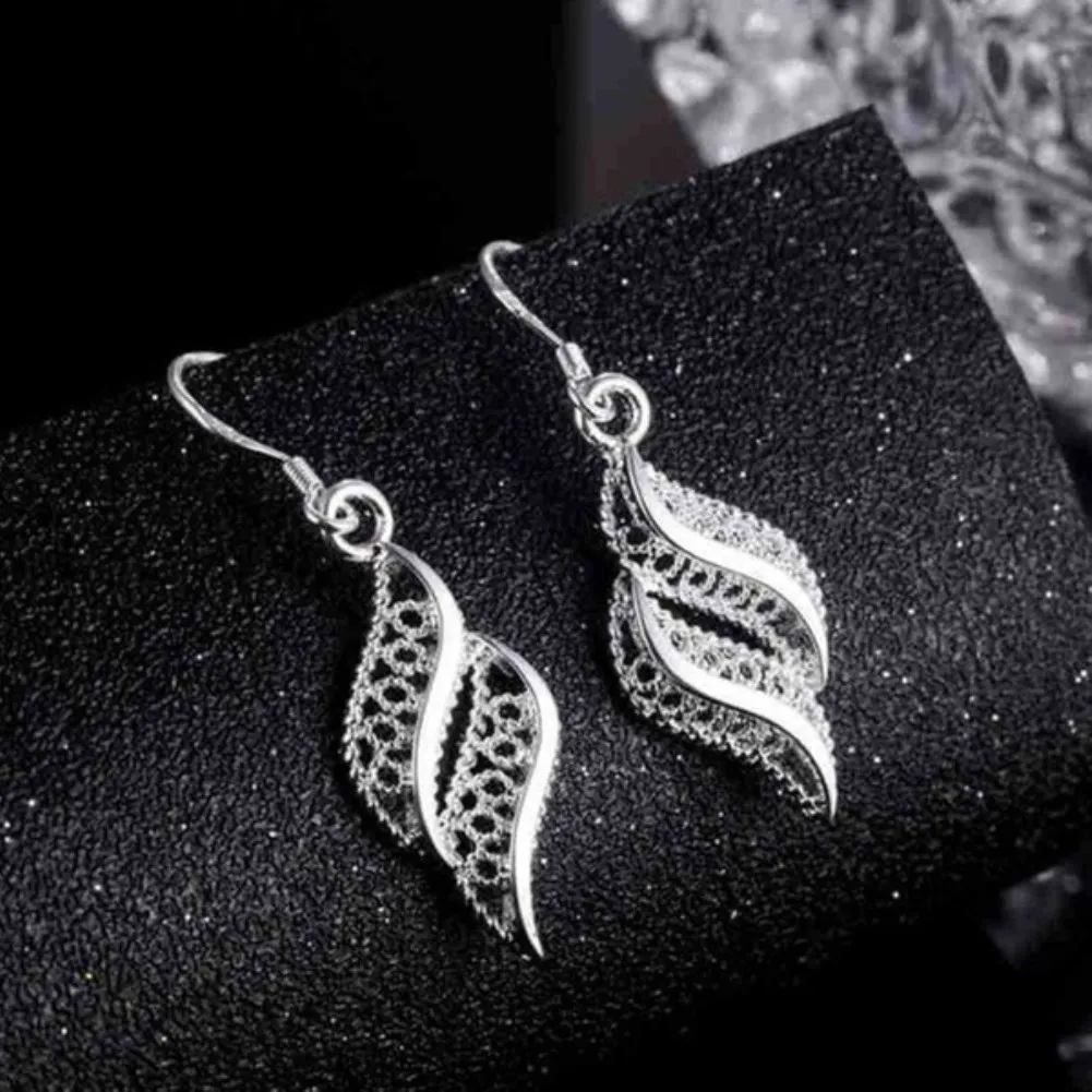 Top Trends: New 925 Sterling Silver Charms Flowers Leaf Earrings For Women Fashion Party Wedding Jewelry Christmas Gifts Vintage Earrings Shoppable Styles