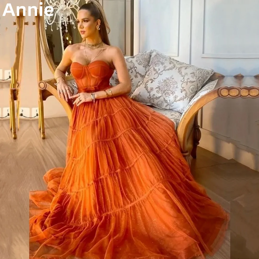 Top Trends: Annie Sexy Strapless Prom Dresses A-line Elegant Sparkle Tulle Evening Dress 2024Vestidos De Fiesta Formal Occasion Party Dress Shoppable Styles