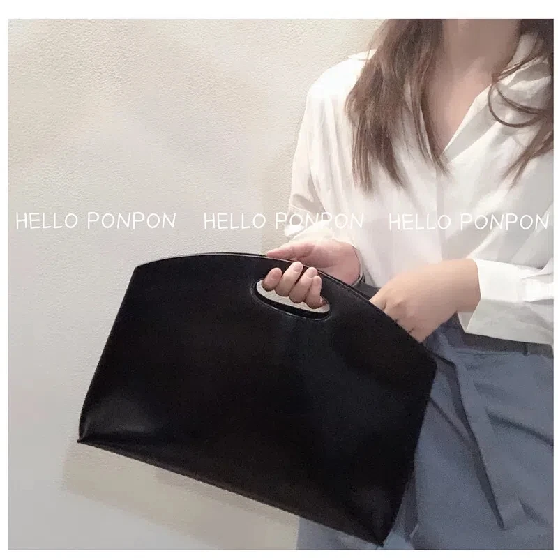 Top Trends: Women Bag PU Retro Casual Business Korean Version Simple Fashion Handbag Large Capacity Briefcase Shoppable Styles - Image 2