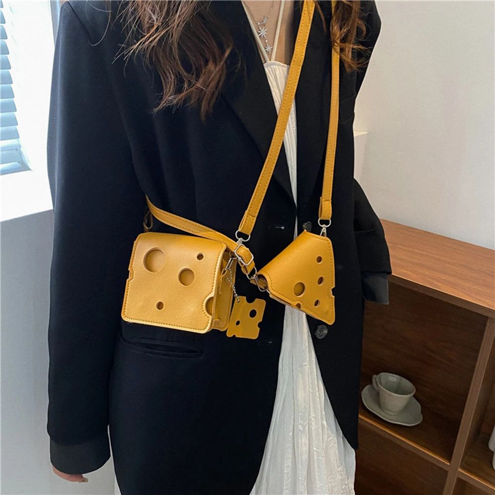 Top Trends: Women&#039;s Triangle And Square Cheese Shaped Mini PU Leather Bags Cute Earphone Lipstick Purses Handbags Crossbody Shoulder Bag Shoppable Styles