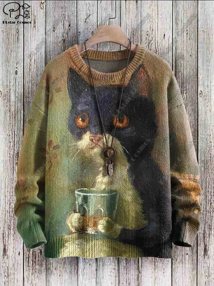 Top Trends: PLstar Cosmos New 3D Printed Animal Series Cat Pattern Ugly Sweater Street Casual Winter Sweater M-4 Shoppable Styles