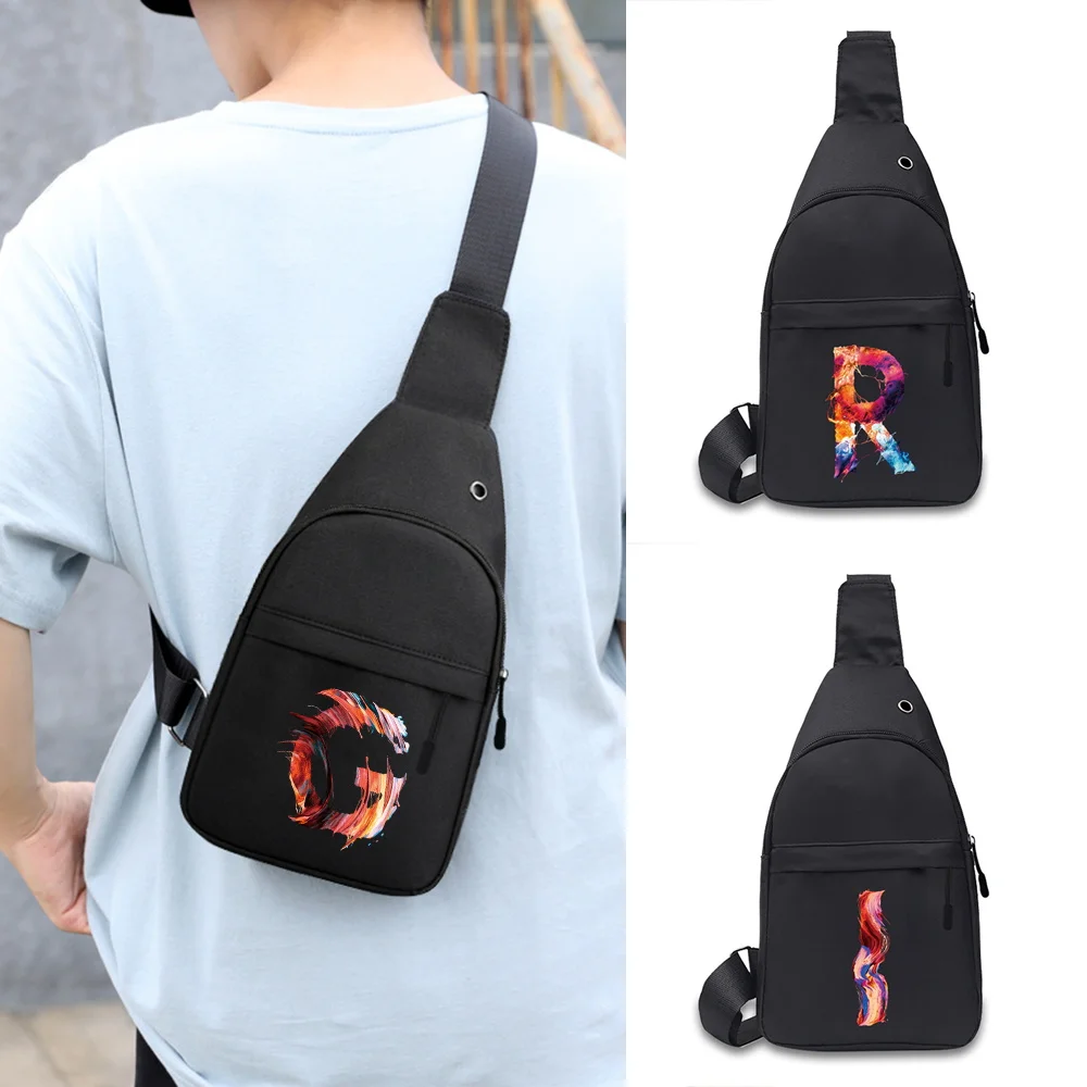 Top Trends: 2023 Men Chest Bag Outdoor Sports Canvas Organizer Fanny Pack 26 Letter Printing Male Handbags Fashion Crossbody Shoulder Bags Shoppable Styles