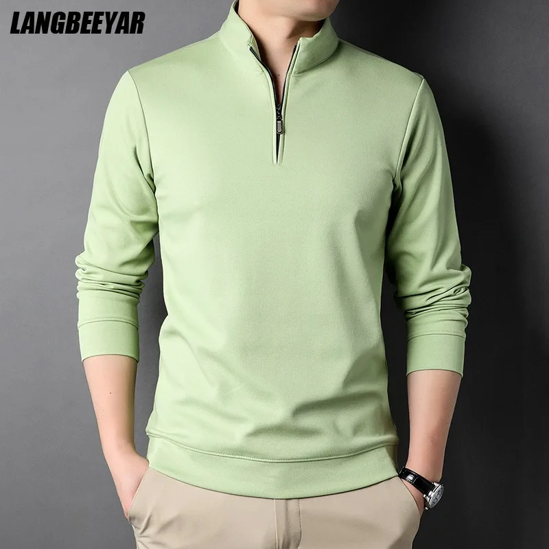 Top Trends: Top Grade New Fashion Brand Luxury Zipper Polo Shirt Men Casual Plain Korean Solid Color Long Sleeve Tops Mens Clothing 2023 Shoppable Styles