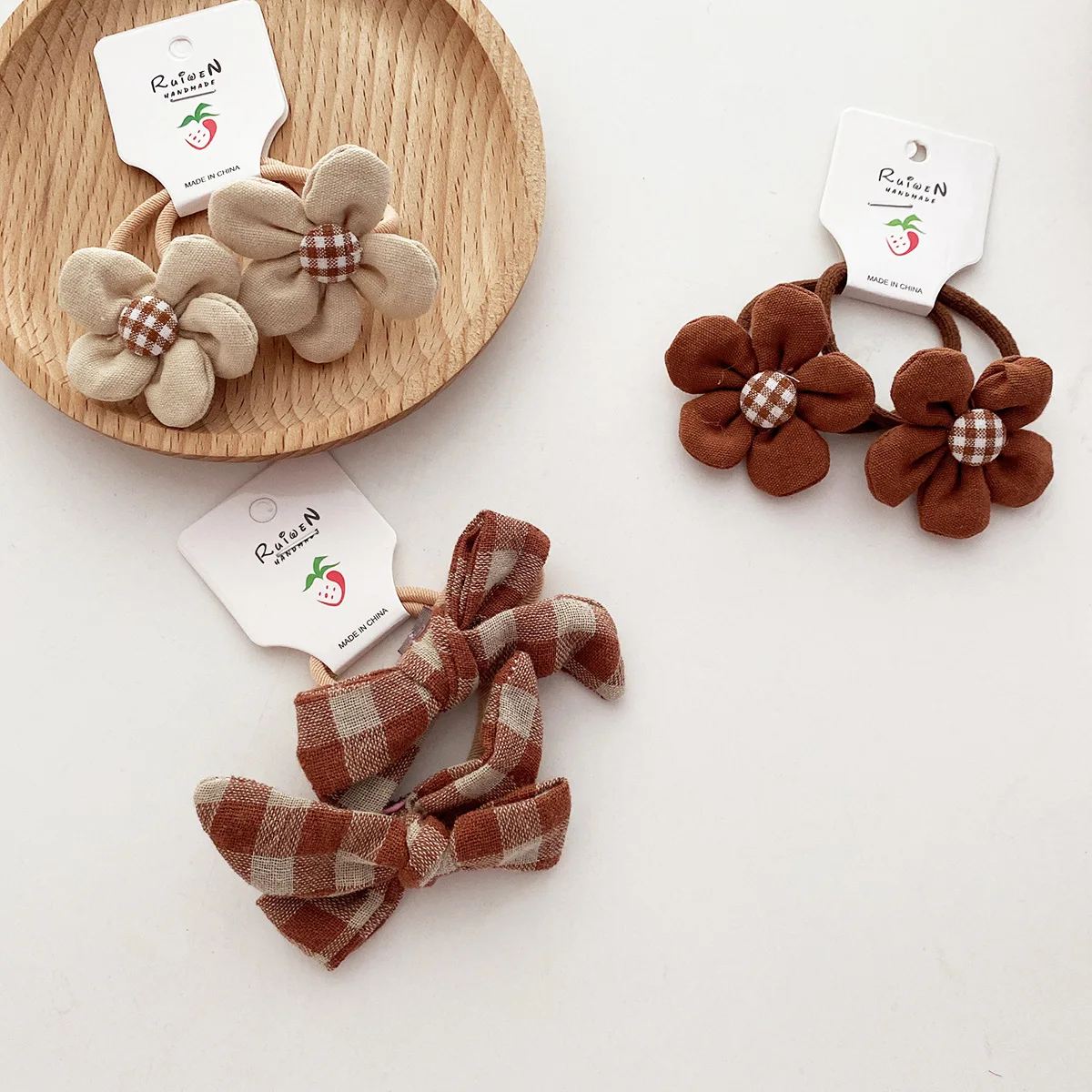 Top Trends: Kawaii Coffee Flower Bow Scrunchie Child Girl Kids Cute Elastic Hair Rubber Band Accessories Tie Hair Ring Rope Holder Headdress Shoppable Styles