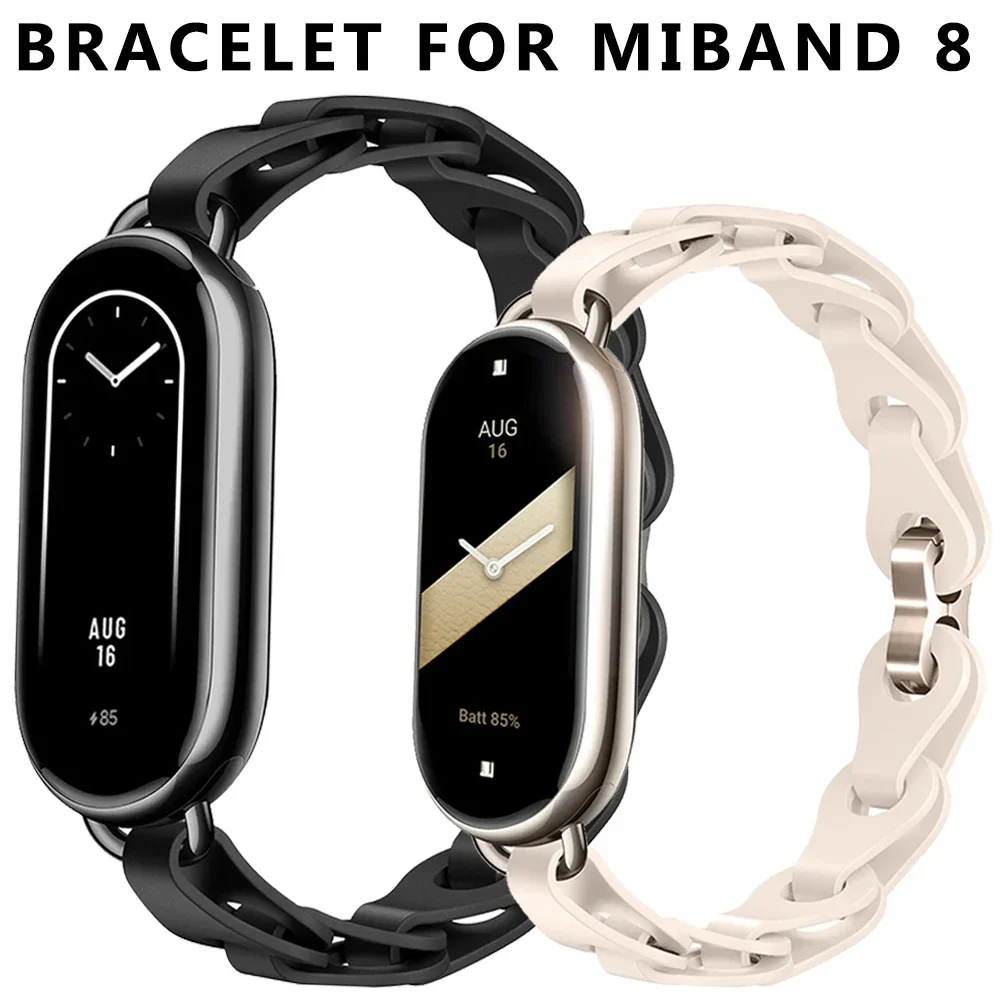 Top Trends: Rubber Strap For Xiaomi Mi Band 8 Stainless Steel Buckle Bracelet For Miband 8 NFC Fashion Lady Style Replacement Silicone Band Shoppable Styles