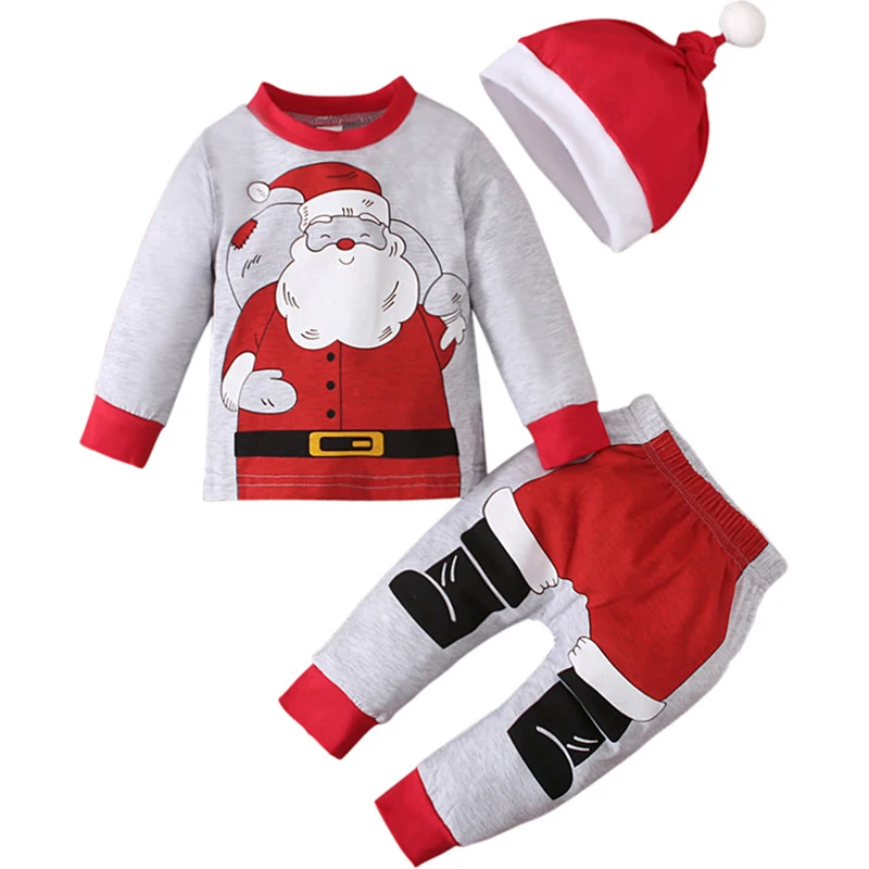 Top Trends: Babzapleume Fall Christmas Costume Newborn Baby Girls Boys Clothes Set Cartoon Cute Print Tops+ Pants+ Hats Kids Tracksuit 047 Shoppable Styles