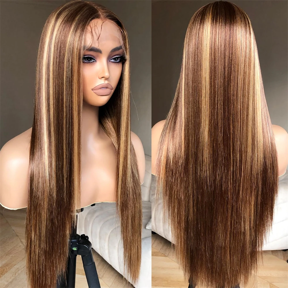 Top Trends: 30 Inch Straight Highlight Lace Frontal Wig Human Hair 13x4 Preplucked Wig Ombre Brown Blonde 13x6 HD Lace Front Human Hair Wigs Shoppable Styles