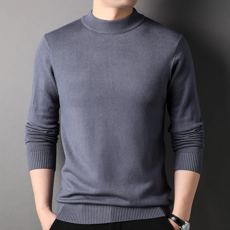 Top Trends: 2023 Autumn And Winter Men's Solid Color Pullover Half High Neck Long Sleeve Sweater Bottom Knit Fashion Casual Commuter Tops Shoppable Styles