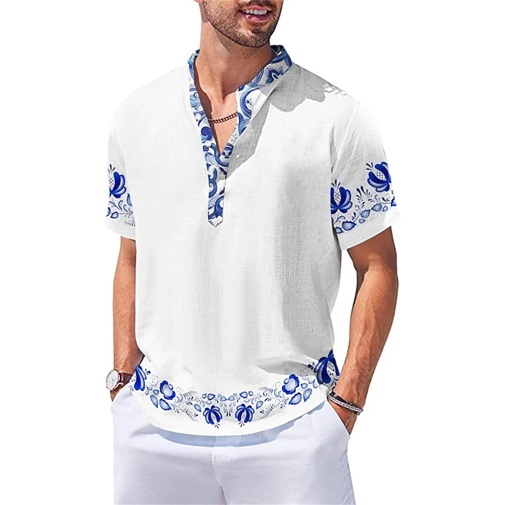 Top Trends: Simple Men'S Henley Shirt 3d Printed Short Sleeve T Shirt Pattern Men Clothing Summer Fashion Casual Tops Loose Oversized Shirts Shoppable Styles