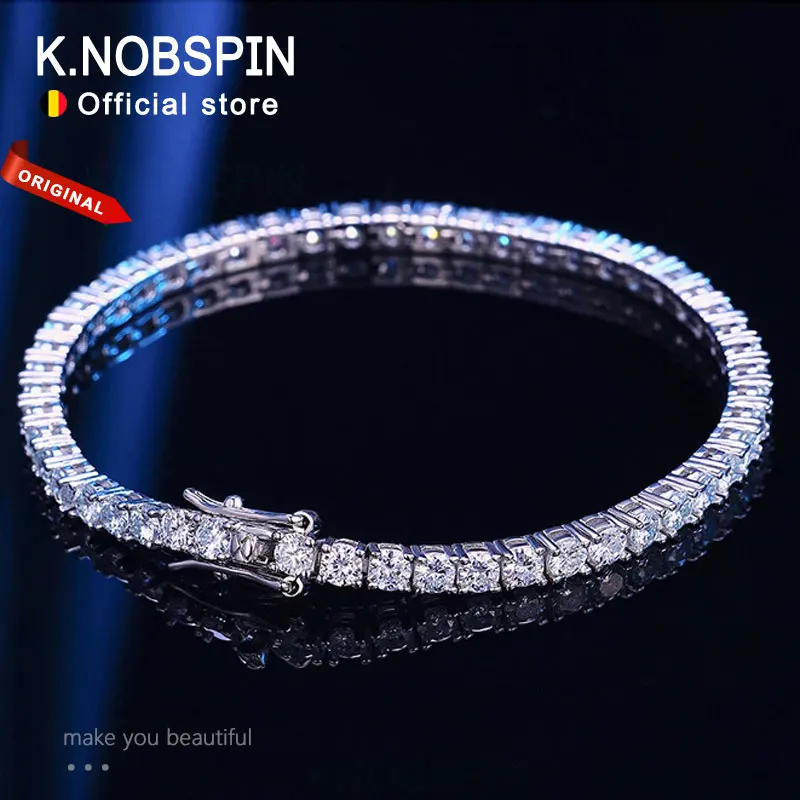 Top Trends: Knobspin 3mm 4mm Moissanite Tennis Bracelet Full Diamond GRA 925 Silver Plated 18k Wedding Party Jewelry Bracelets For Women Man Shoppable Styles