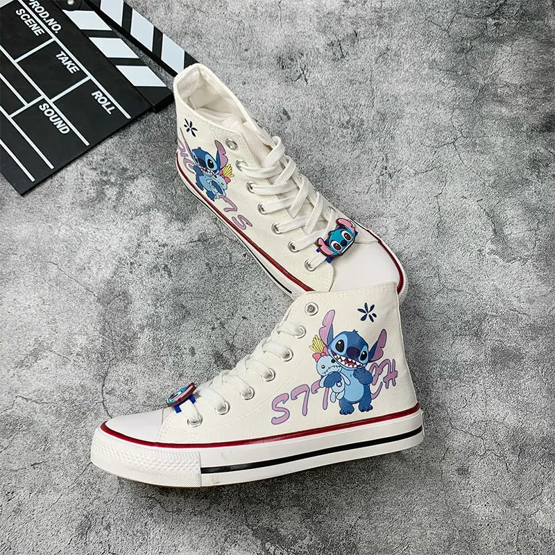 Top Trends: Lilo & Stitch Canvas Shoes Cute Cartoon Little Monster Pattern Shoes Fashion Casual Sports High And Low Canvas Shoes Shoppable Styles