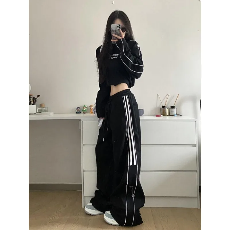 Top Trends: Deeptown Harajuku Sweatpants Women Black Striped Korean Fashion Oversized Jogger Pants Gyaru Grunge Streetwear Hippie Sport Kpop Shoppable Styles