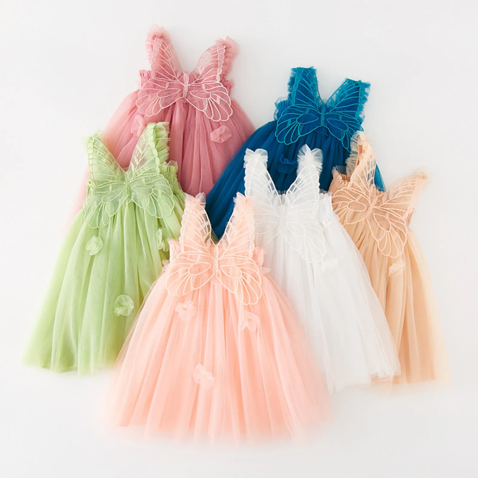 Top Trends: Toddler Baby Girls Tulle Dress Sweet Fashion Green Sleeveless Princess Dress With Butterfly Decor Party Summer Princess Dress Shoppable Styles