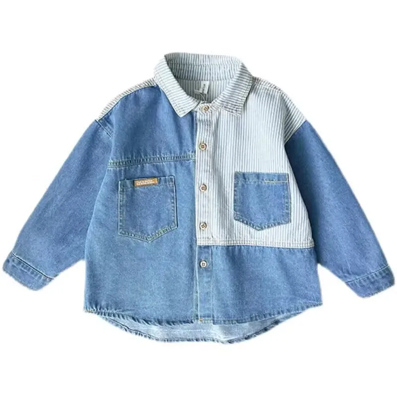 Top Trends: New Boys' Striped Shirt Fashion Casual Soft Denim Shirt Children's Baby Thin Shirt Coat Spring And Autumn Top Shoppable Styles - Image 4