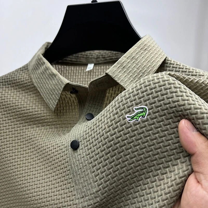 Top Trends: Embroidery Brand Men&#039;s Knitted Polo Shirt New Spring / summer Business Leisure Silk Cool And Breathable Golf Short Sleeved T-shirt Shoppable Styles