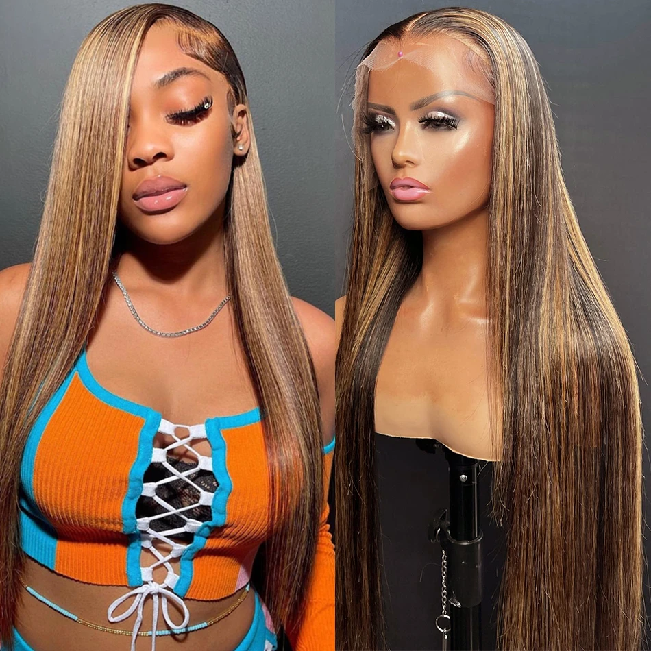 Top Trends: Glueless Straight Highlight Lace Front Human Hair 13x4 13x6 Hd Lace Frontal Wigs Brazilian Honey Blonde Colored Wigs For Women Shoppable Styles