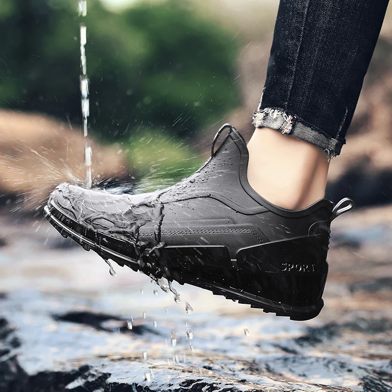 Top Trends: 2023 Men's Rain Boots Waterproof Fishing Shoes Men Ankle Boots Non-slip Kitchen Work Shoes Rubber Water Boots Outdoors Rainboots Shoppable Styles