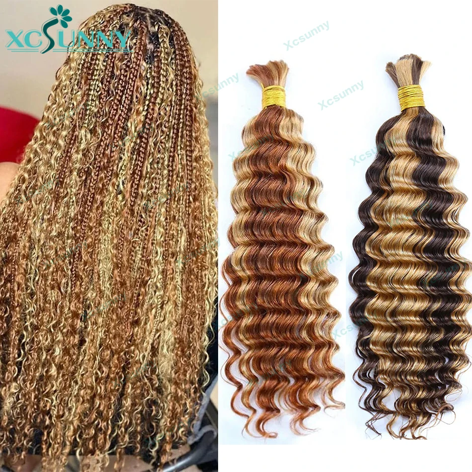 Top Trends: Bulk Human Hair For Braiding Highlight Deep Wave Double Drawn Extensions For Braids Bulk Human Hair Bundles No Weft Wholesale Shoppable Styles