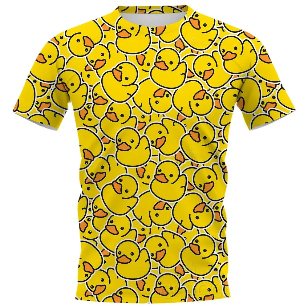 Top Trends: Summer Tide Fashion Little Yellow Duck Picture Men T-Shirts Casual 3D Print Tees Hip Hop Personality Round Neck Short Sleeve Shoppable Styles