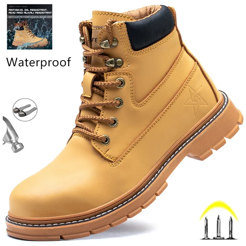 Top Trends: Latest Design Winter Plush Safety Boots Men Waterproof Steel Toe Indestructible Shoes Anti Smashing Puncture Proof Male Footwear Shoppable Styles