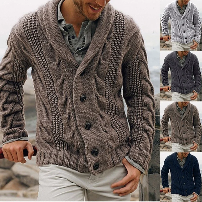 Top Trends: New Men's Autumn And Winter Sweater Cardigan Popular Single-breasted Fashion Lapel Large Size Sweater Men's Winter Knitted Cardi Shoppable Styles