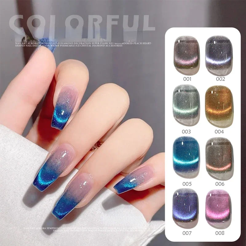 Top Trends: Blue Crystal Cat Eye Rainbow Magnetic Gel Nail Polish Glue Variety Glue Nail Art Shiny Varnish UV Gel For Nail Art Design Shoppable Styles