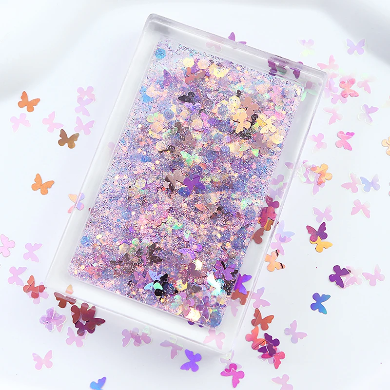 Top Trends: 10g / bag Holographic Glitter Sequins Epoxy Resin Mold Filling Laser Medium Butterfly DIY Earring / Keychain Decorations Accessories Shoppable Styles