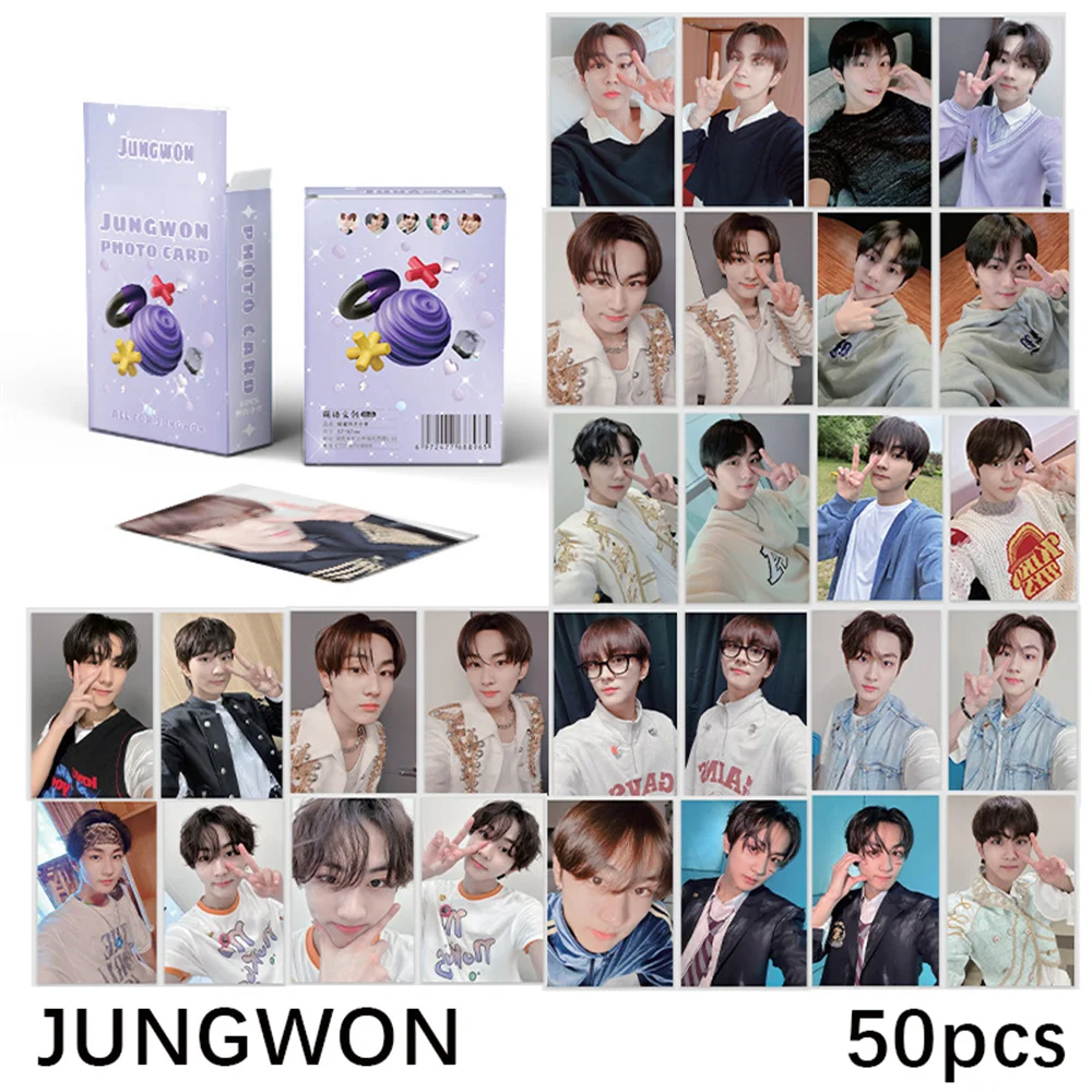 Top Trends: Kpop Idols Jungwon Heeseung Laser Photocards 50pcs / Set High Quality HD Photo Korean Style LOMO Cards Fans Collection Boxed Card Shoppable Styles