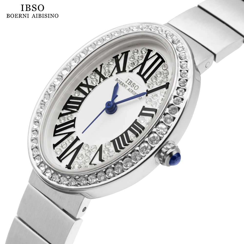 Top Trends: IBSO New Oval Dial Zircon Luxury Women Quartz Watches Simple Stainless Steel Strap 3ATM Waterproof Watch Ladies Shoppable Styles