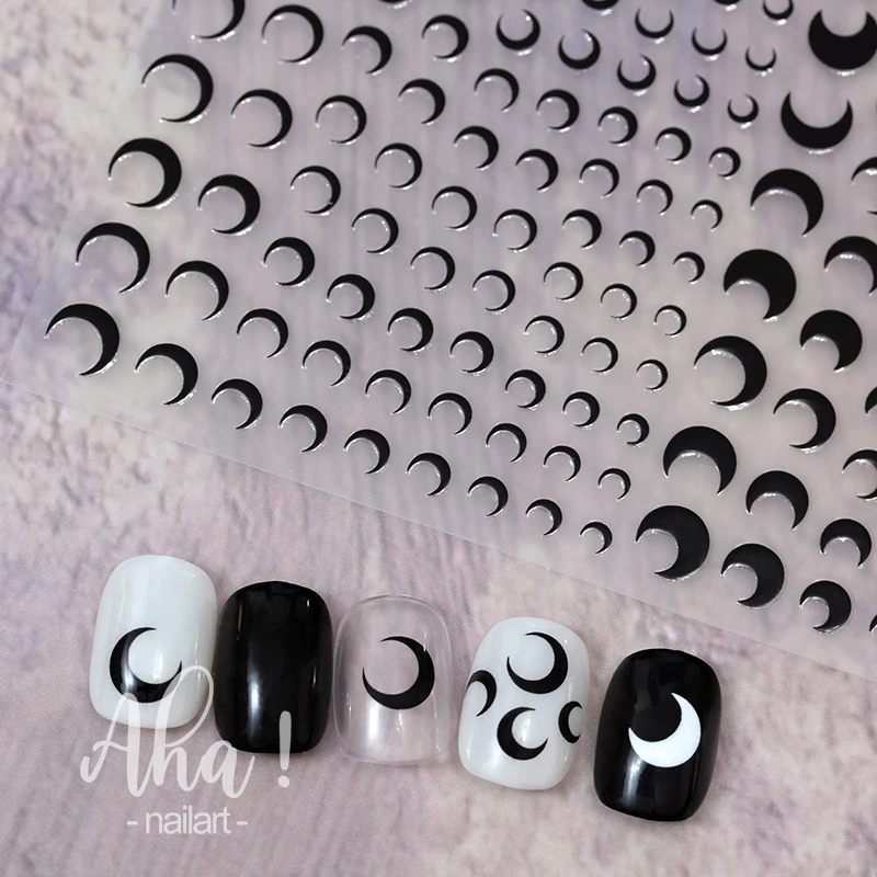 Top Trends: 3D Crescent Moon Nail Sticker White Black Gold Silver Moon Star Slider Press On Nails Decoration Decals Manicure Accesories A #ha Shoppable Styles