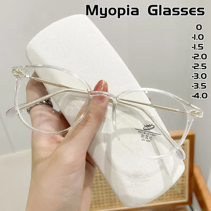 Top Trends: Luxury Finished Myopia Glasses For Ladies Unisex Vintage Blue Light Blocking Eyewear Fashion Women&#039;s Minus Sight Eyeglasses -4.0 Shoppable Styles