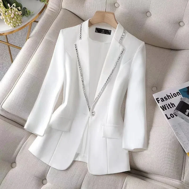 Top Trends: 2022 Autumn Women's Blazer Paillettes Femme Summer Sunscreen Jacket White New Suit Jacket Women's Fashion Thin Black Cardigan Shoppable Styles