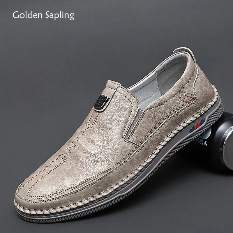 Top Trends: Golden Sapling Men&#039;s Loafers Casual Business Shoes Fashion Leather Flats Men Leisure Party Shoe Formal Dress Flat Wedding Loafer Shoppable Styles