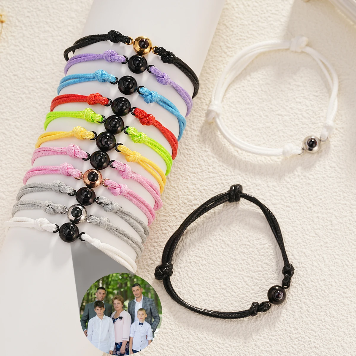 Top Trends: Custom Round Photo Projection Braided Bracelet Customized Stainless Steel Projection Bracelet Family Photo Commemorative Gif Shoppable Styles